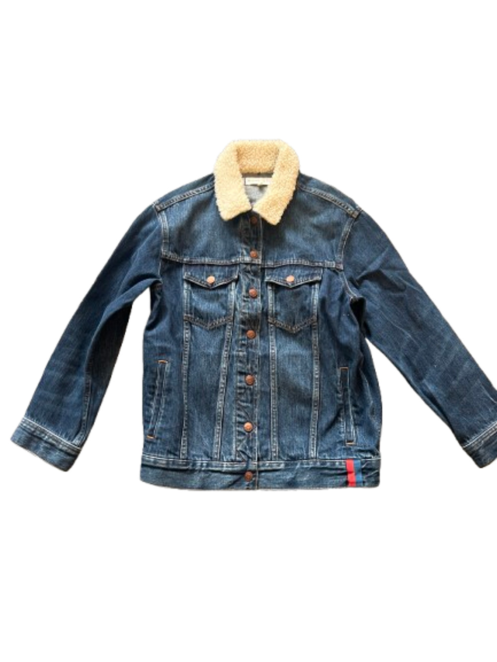 Madewell x Kule Sherpa Lined Collar Blue Kule Indigo Oversized Denim Jacket XS